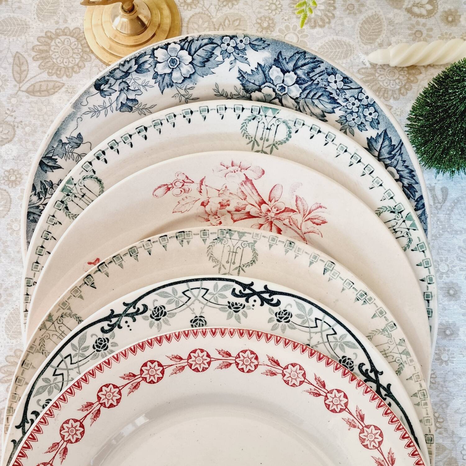 6 mismatched iron earth flat plates lot 3