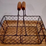 Duo of aged metal mesh baskets