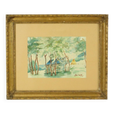Aquarelle encadrée José Wolff, de style Baroque, 1924