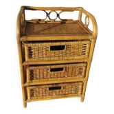 Rattan chest of drawers, bedside table with 3 drawers