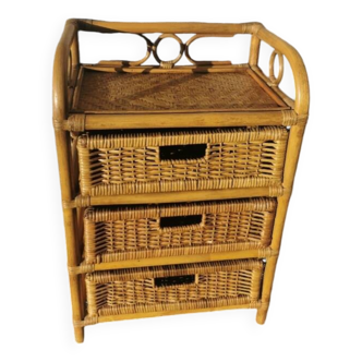 Rattan chest of drawers, bedside table with 3 drawers