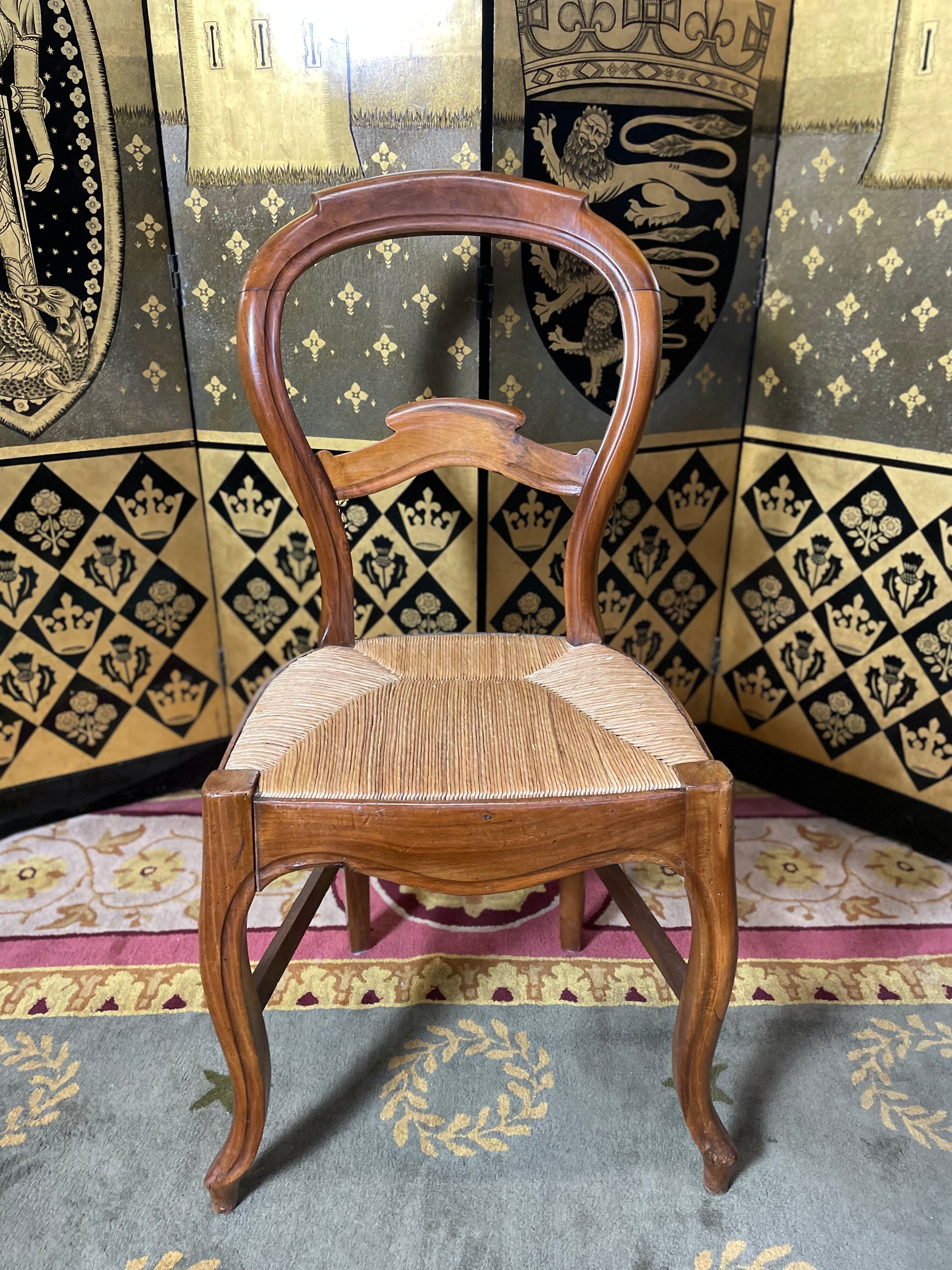 Suite of 8 Louis Philippe straw chairs