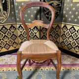 Suite of 8 Louis Philippe straw chairs