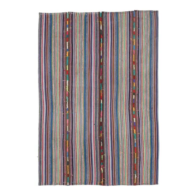Vintage Turkish Oushak Handmade Wool Cotton Pink Kilim Area Rug 173x243