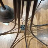 Pair of matte metal chandeliers