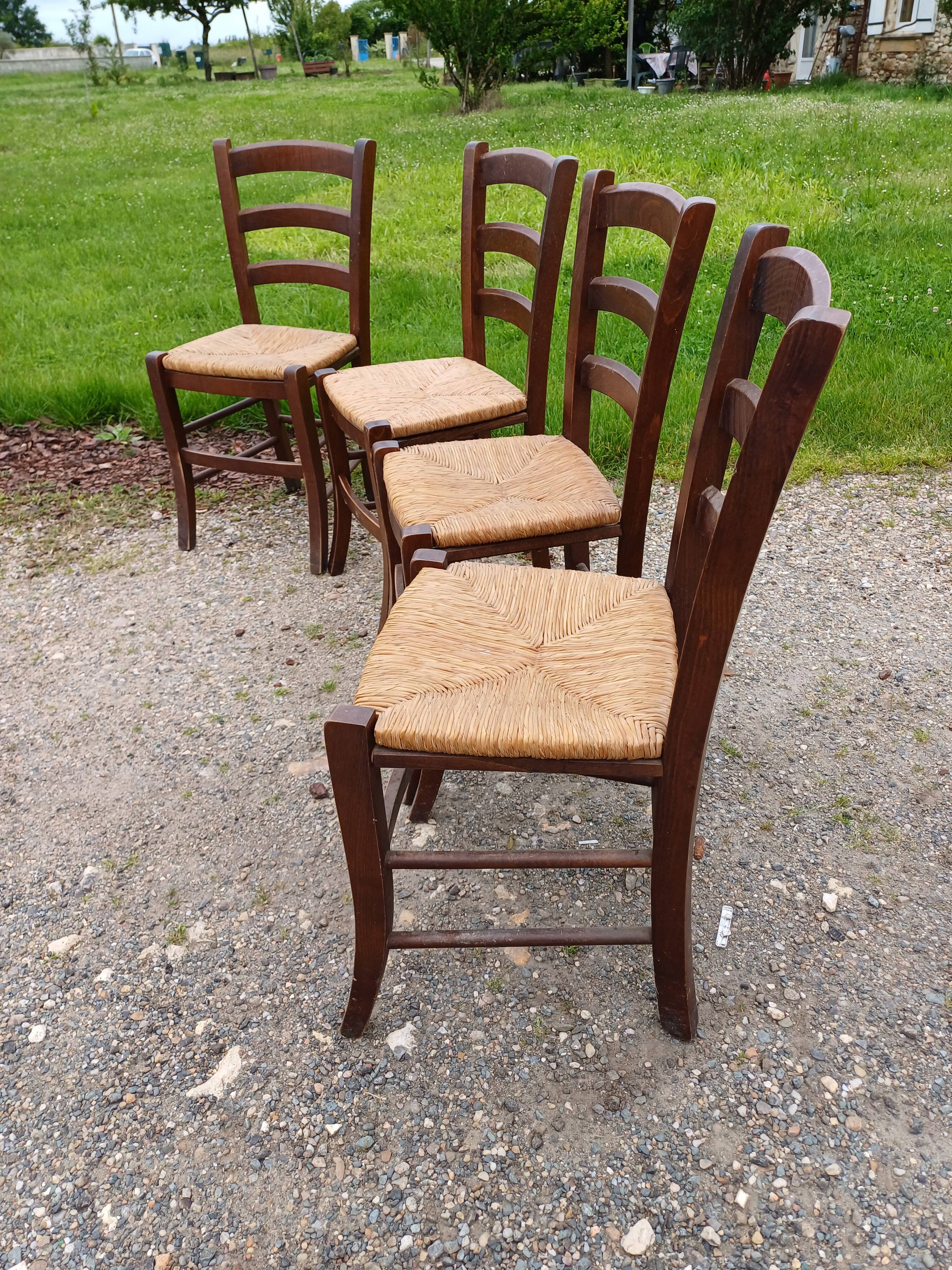 4 Old Straw Chairs