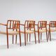 Niels Otto Moller model 66 armchairs in teak and paper cord Denmark 1970