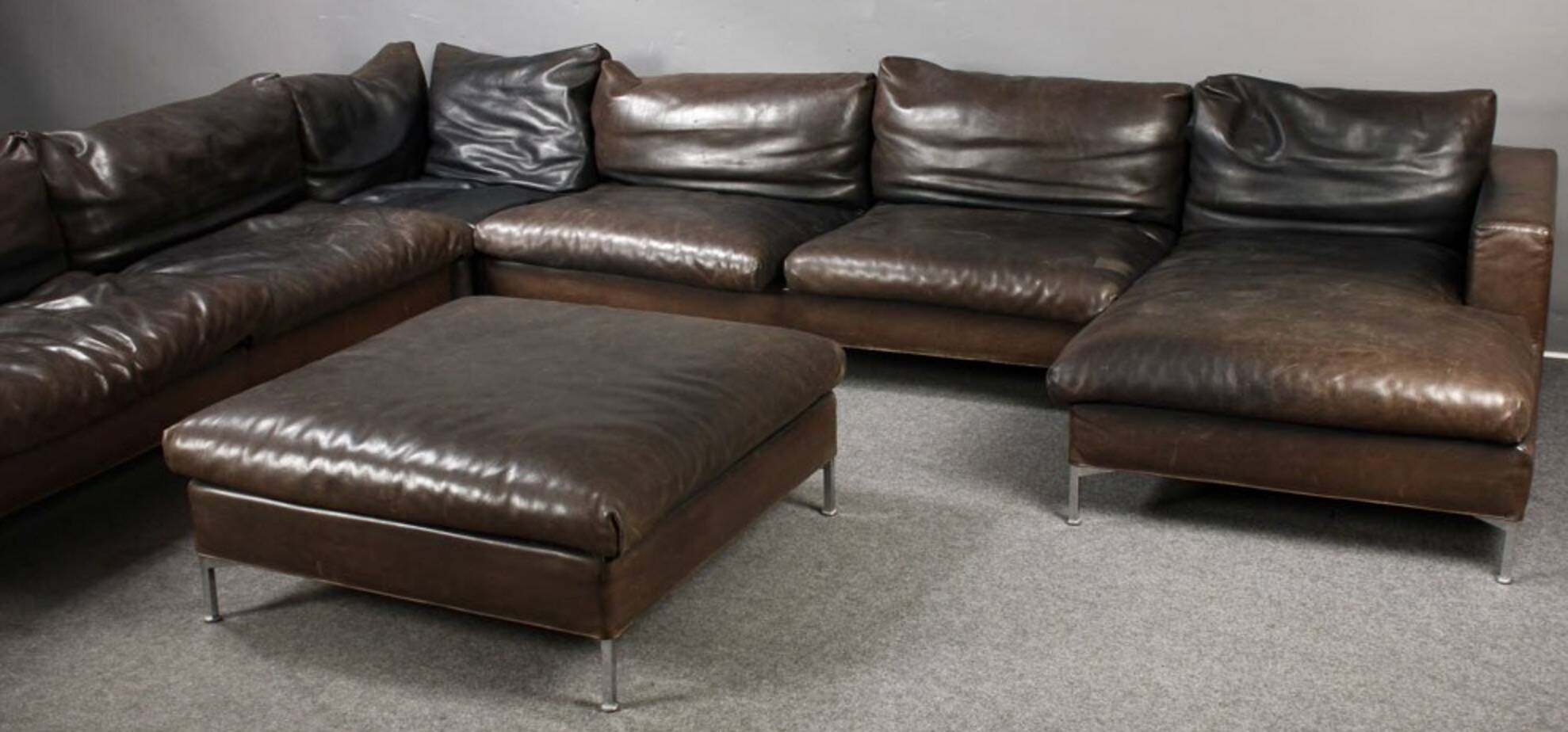 Gigantic modular leather sofa design for 12 people.