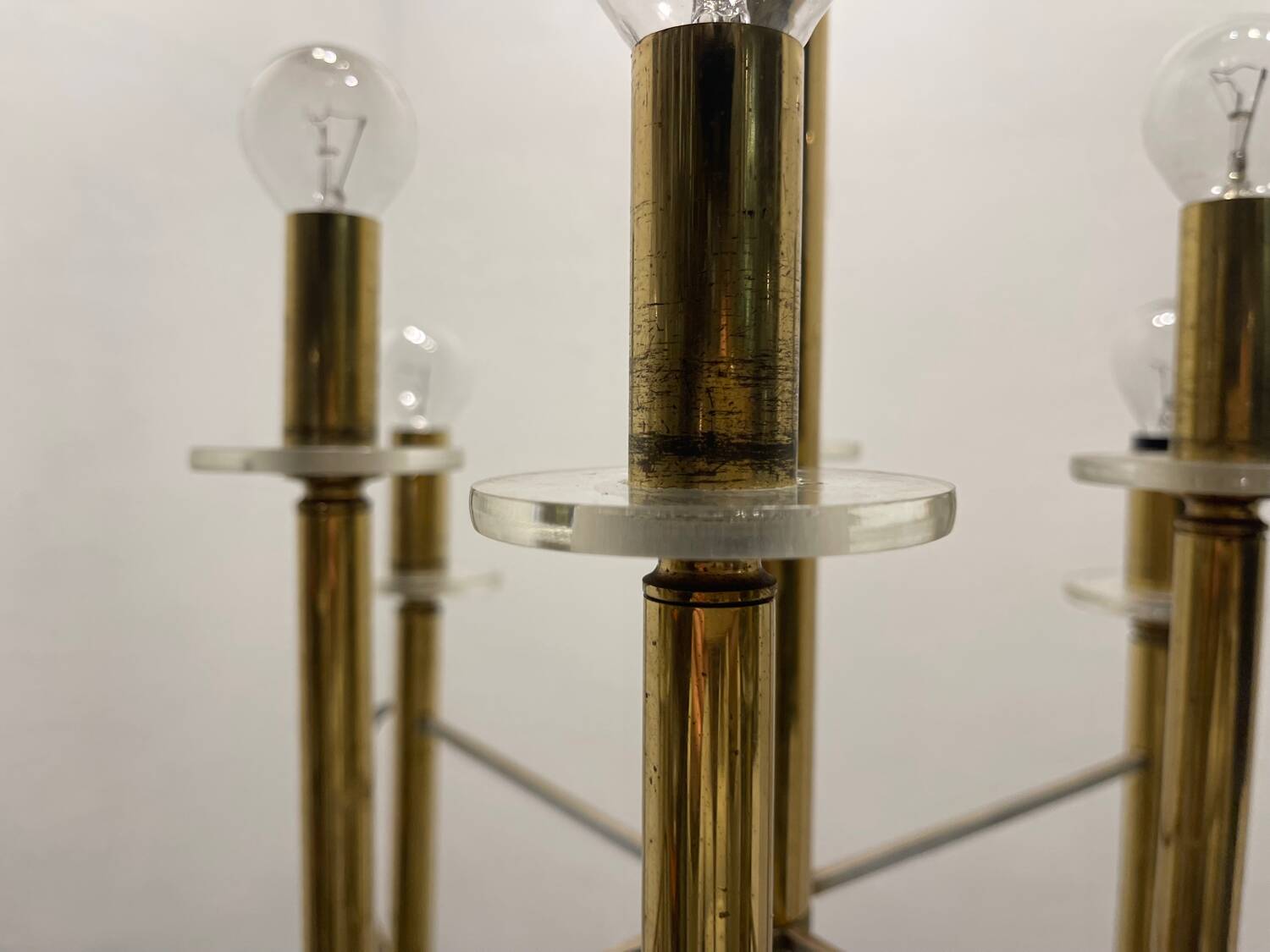 1970’s Architectural Brass Chrome Chandelier