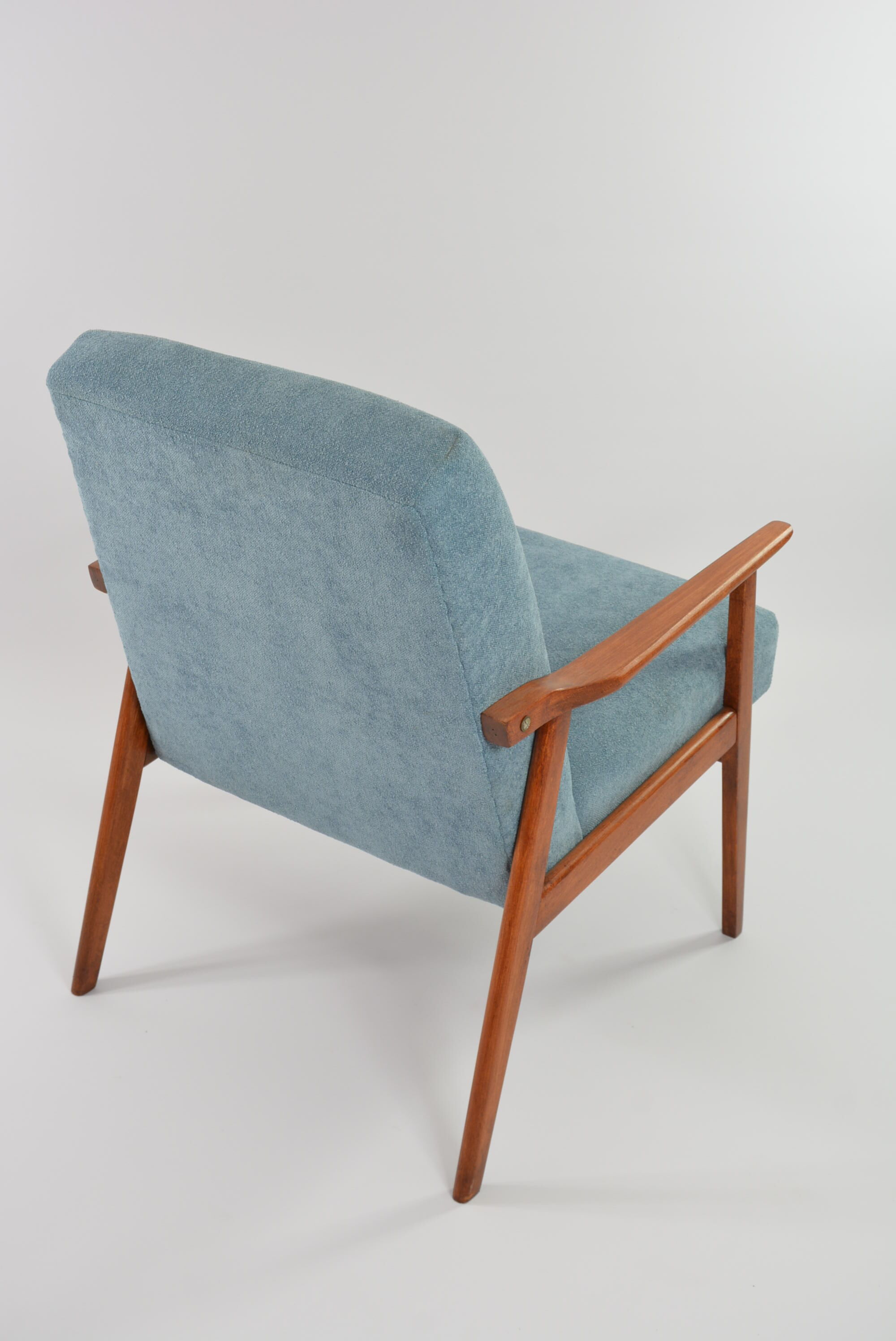 Renovated vintage armchairs sky blue