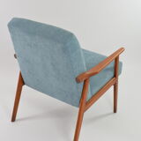 Renovated vintage armchairs sky blue