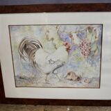 Watercolor Rooster Signed and Dated