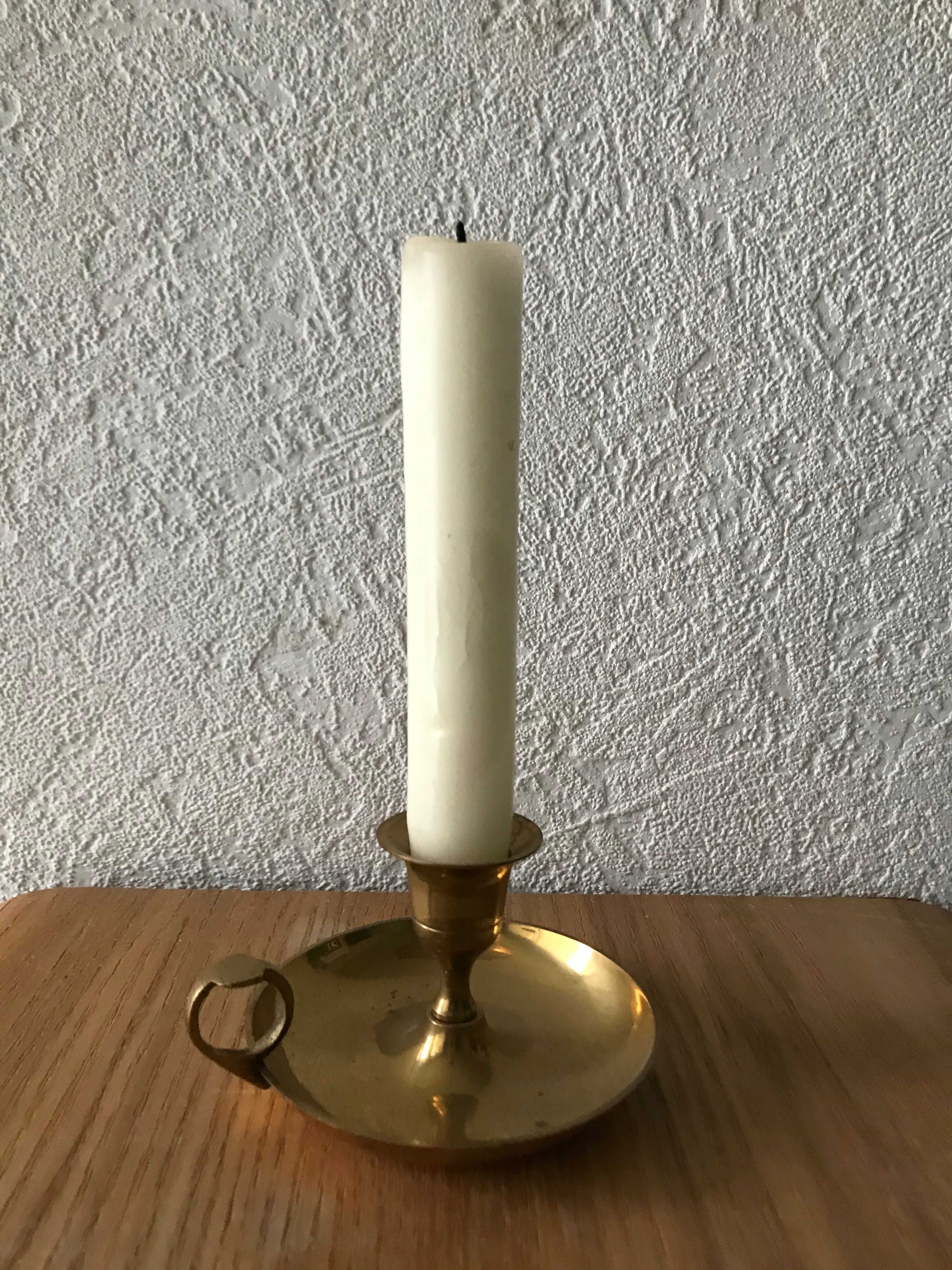 Small golden brass candlestick