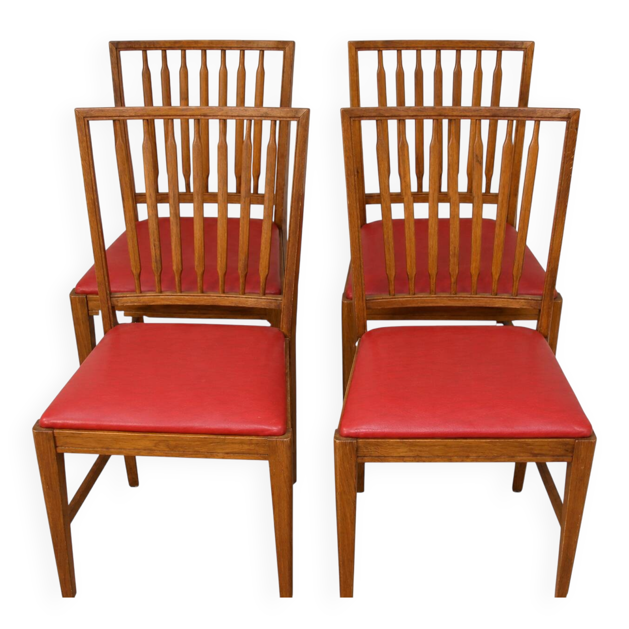 Set of 4 Moder chairs, 1960s – oak and eco-leather, vintage