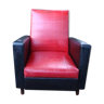 Vintage red and black skai armchair 70