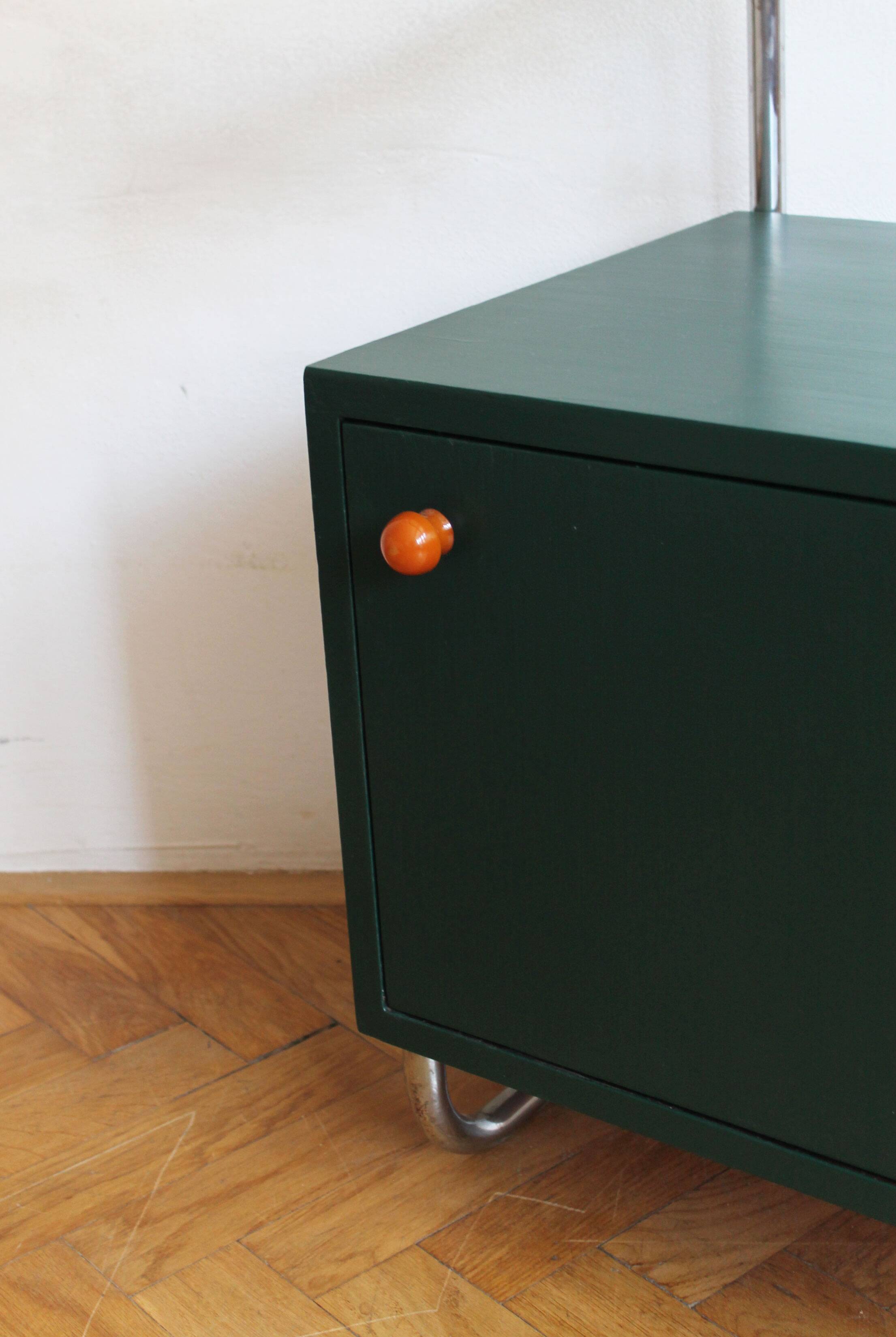 Bauhaus Style Tubular Steel Bedside Cabinet, Czechoslovakia 1940s