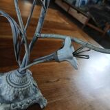 Antique chandelier in cast iron/metal and porcelain