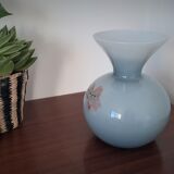 Vase rond en opaline bleu gris