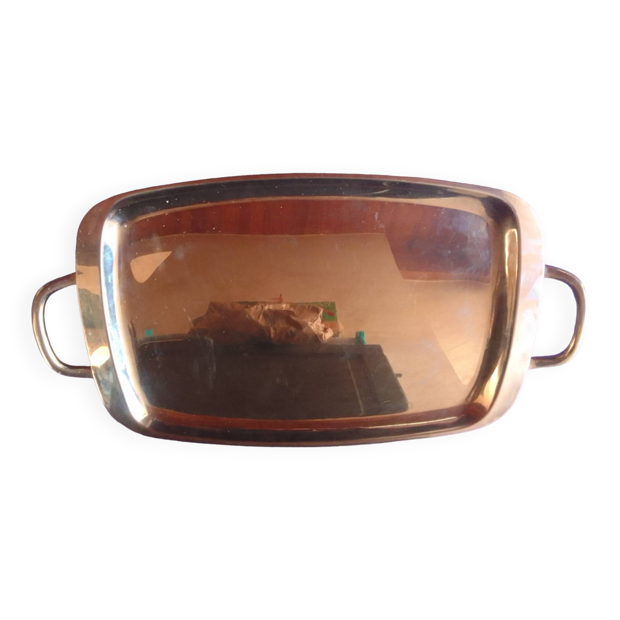 Rectangular art deco silver metal tray