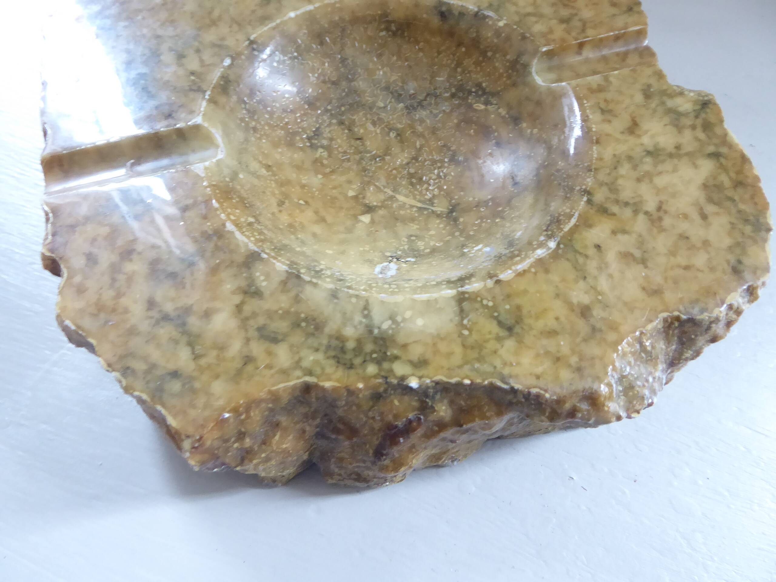 Imposing vintage alabaster ashtray