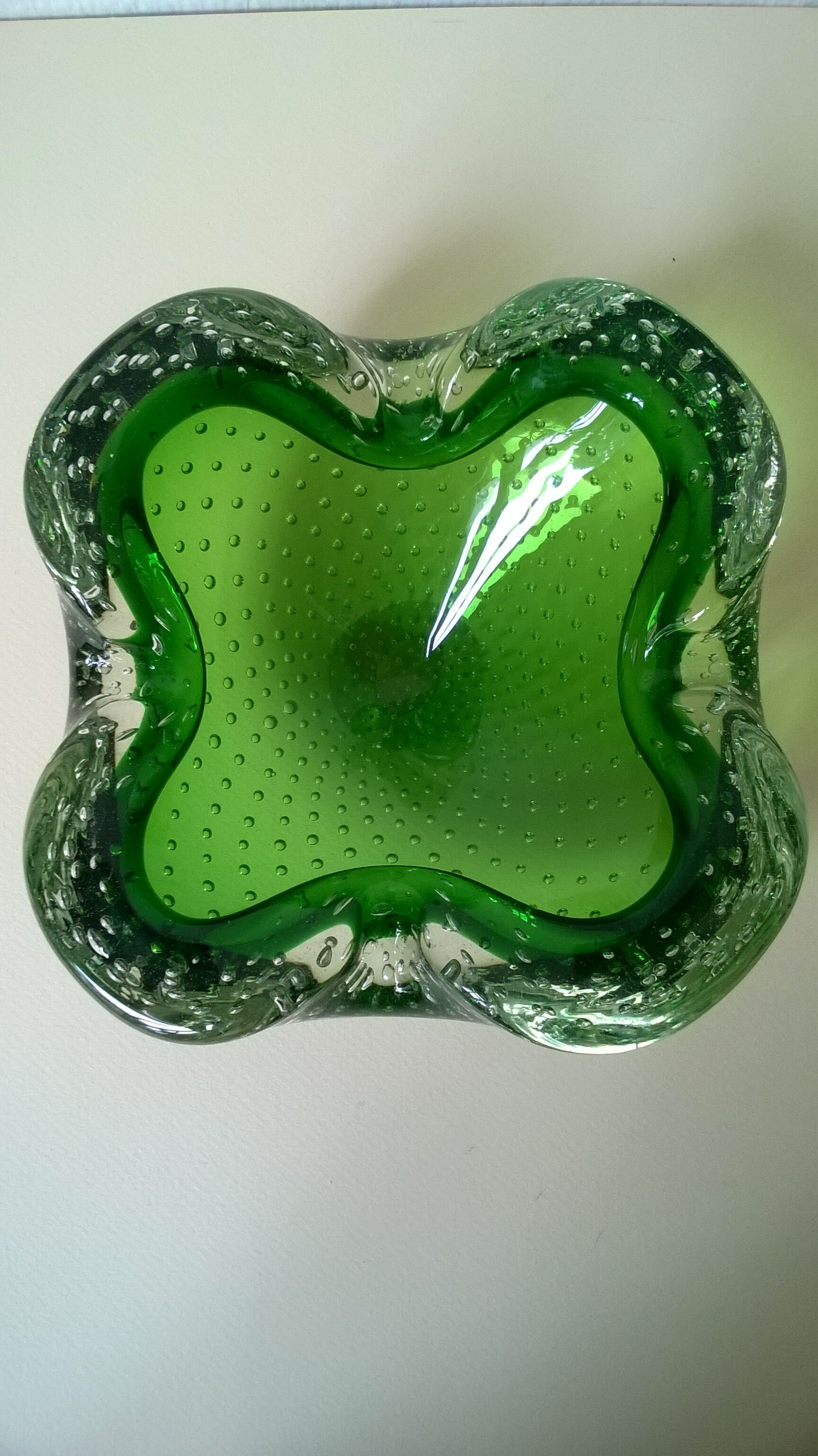 Sommerso Murano v.1960 bubbled glass ashtray