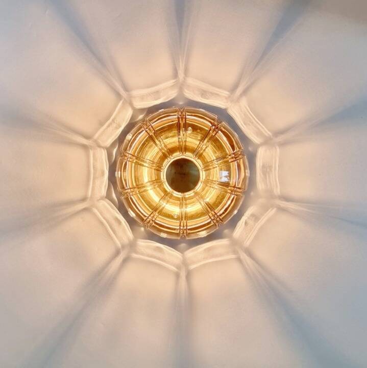 Mid century glass flush mount / ceiling light by limburg, germany, 1960s