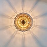 Mid century glass flush mount / ceiling light by limburg, germany, 1960s