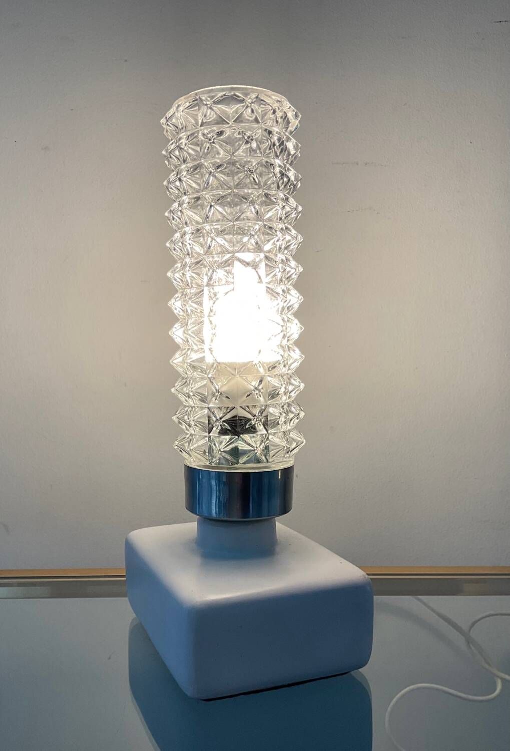 Vintage ceramic and glass lamp from the 70s