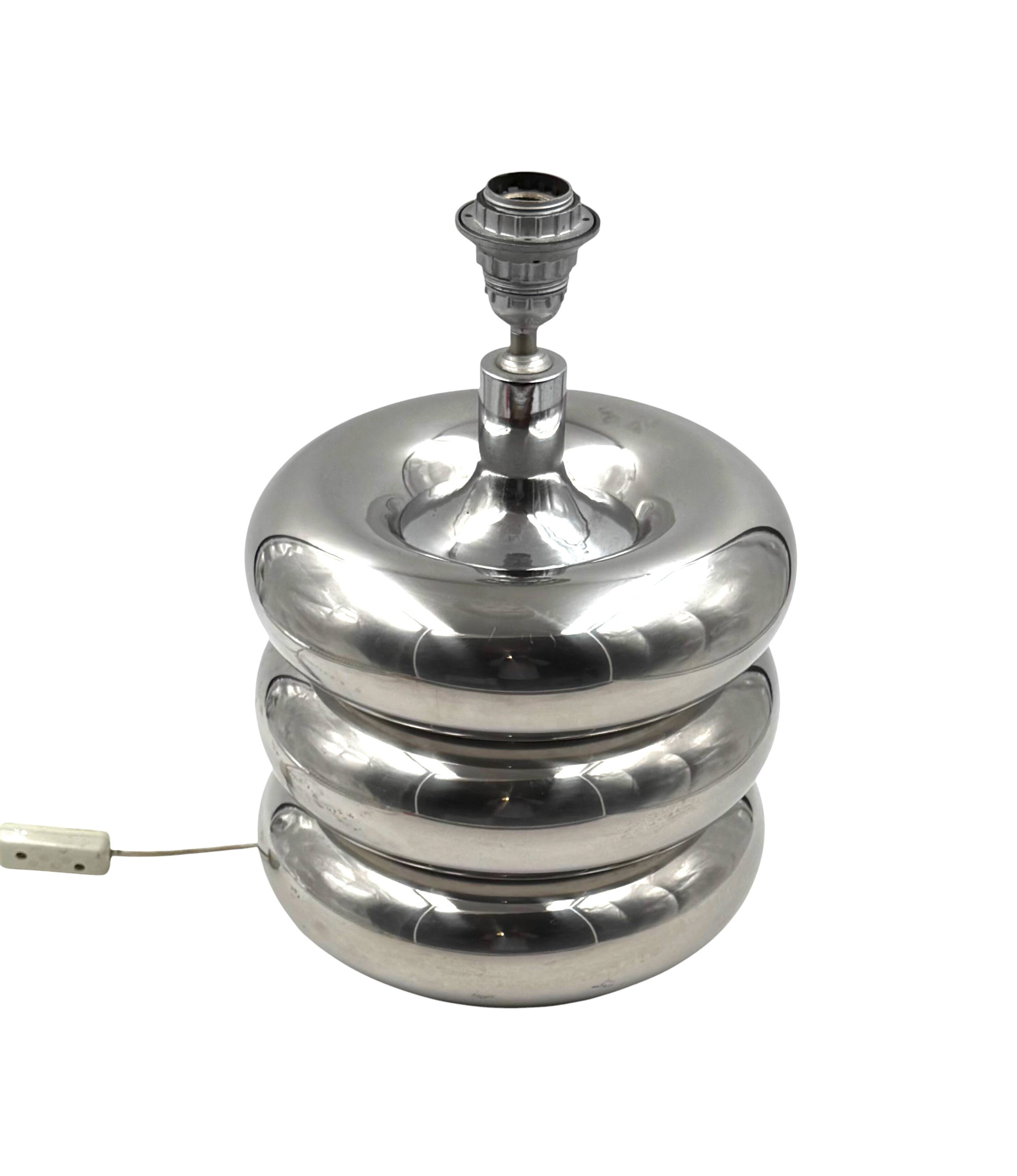 Hollywood regency chromed table lamp base, Luci Milano Italy, 1970s