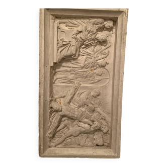 Signed plaster bas-relief