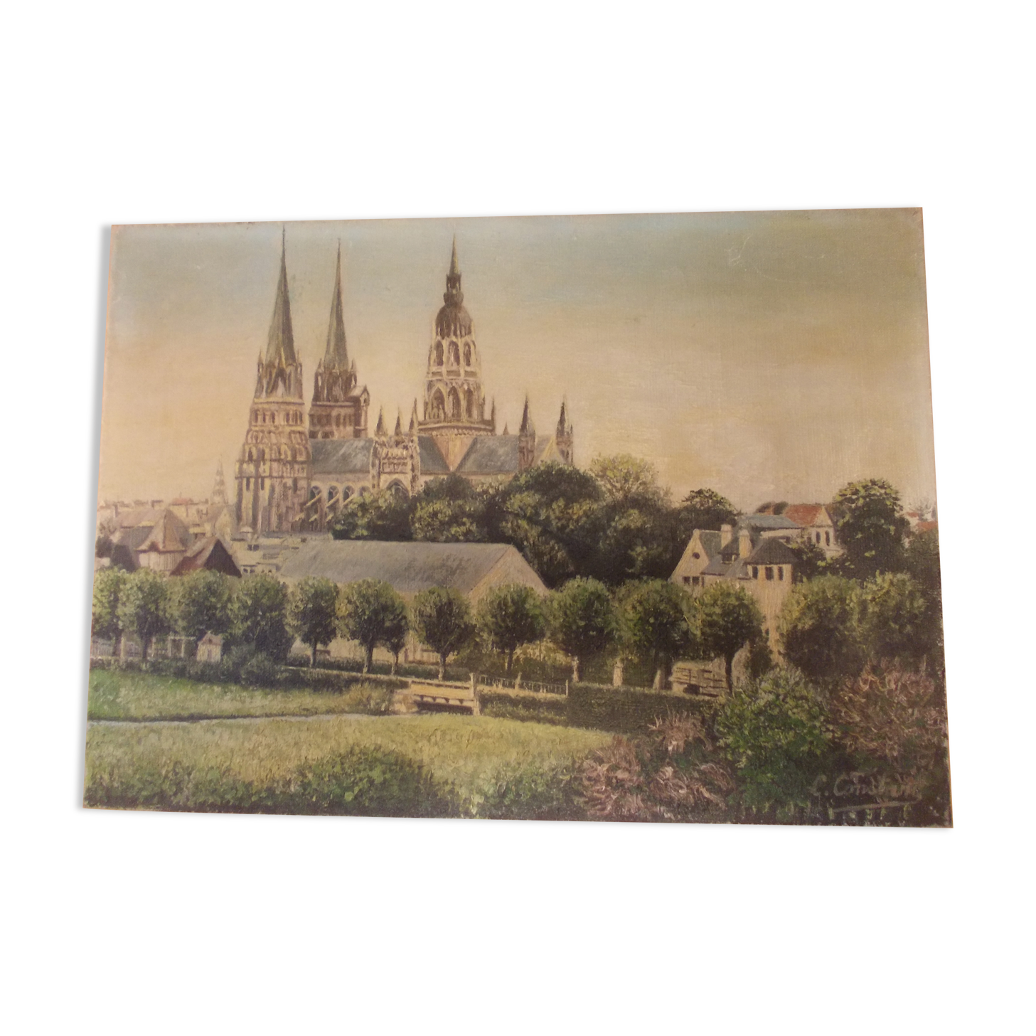 Ale nd de bayeux, signée c. constant, 14 calvados, hst peinture