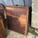 Antique Louis Philippe table in solid cherry and oak with 3 drawers