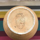 Vase Old CeramicCAPVERN Main Decoration Salins FRANCE Beige inter. Vintage Green