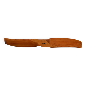 Wooden airplane propeller halter france advertising with clock 95 cm