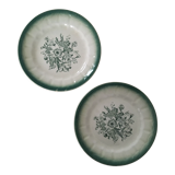 Pair of green floral plates