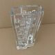 Thick crystal vase by Daum. Sculpted decor in a modernist style. 1960 - 70.