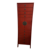 Red high cabinet Aldaba Madrid – 9 drawers and cupboard