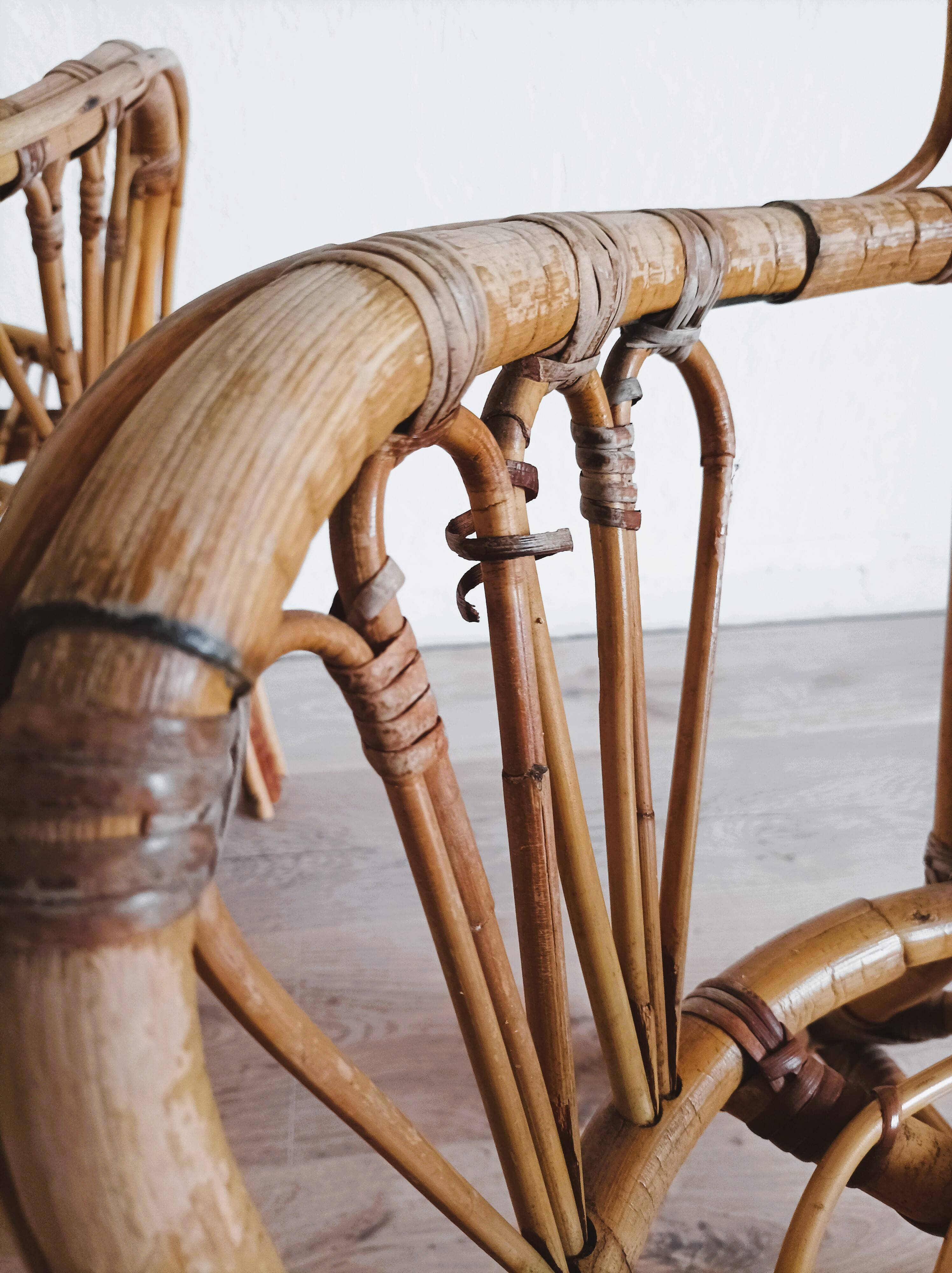 Rattan armchairs and table