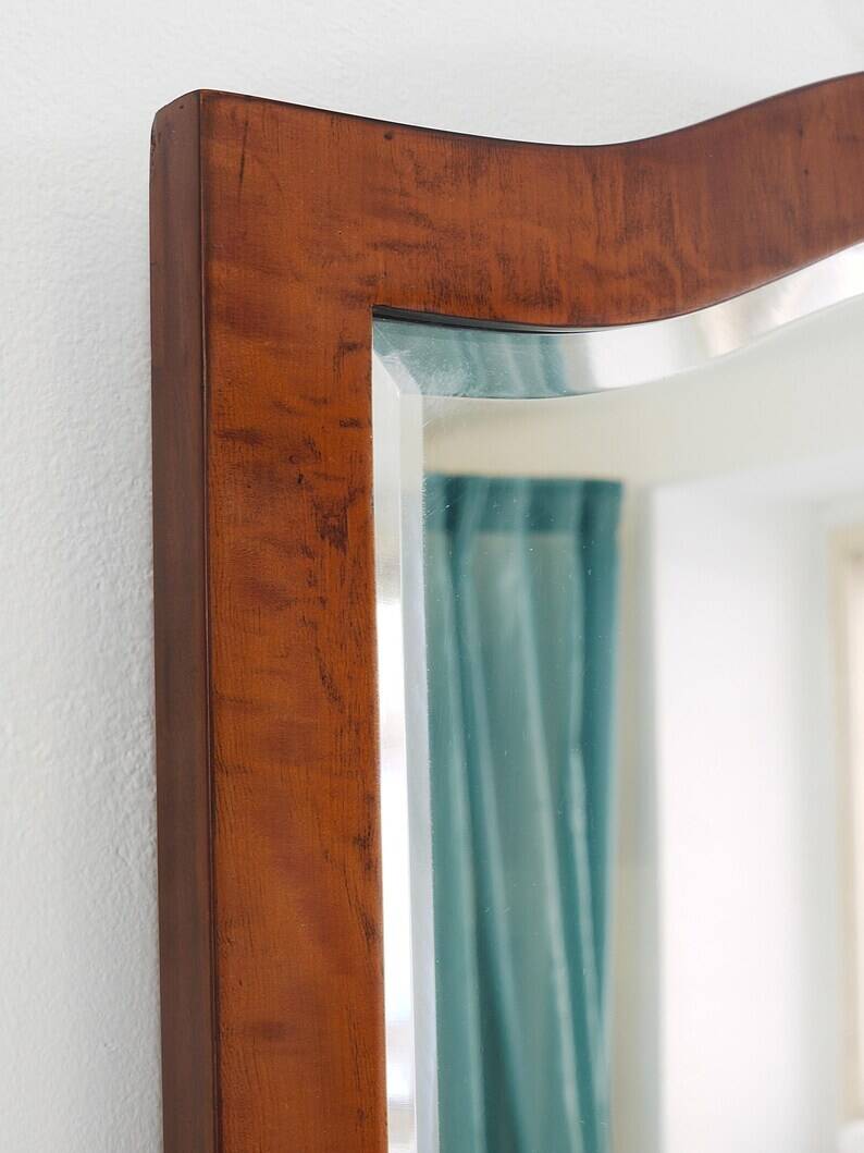 Early Biedermeier Large Antique Pearwood Shield Wall Mirror, Vienna, 1820s