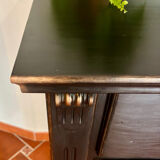 Commode vintage noir en pin peinte à la main