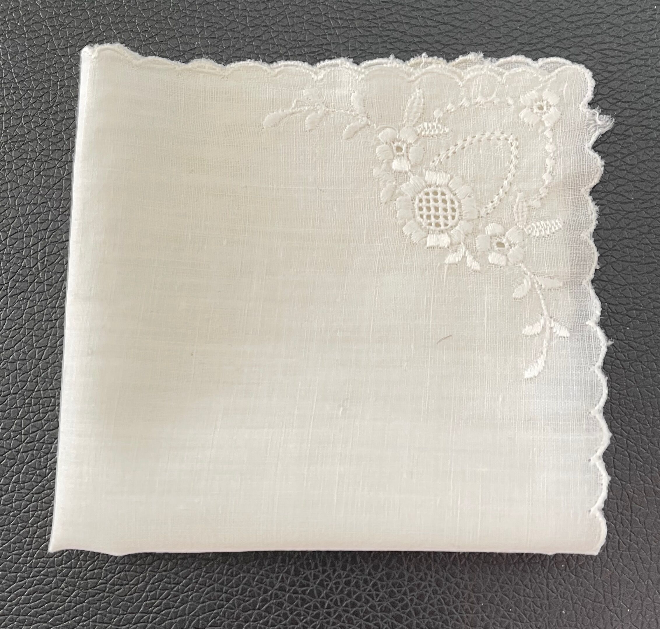 Set of 6 antique embroidered handkerchiefs
