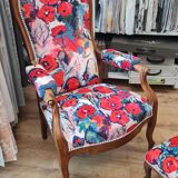 Fauteuil et repose-pied Voltaire