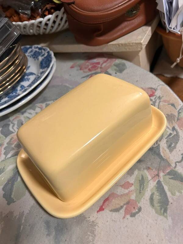 Yellow butter dish