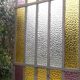 Workshop door 258.4x98.5cm in iron and colored cathedral glass