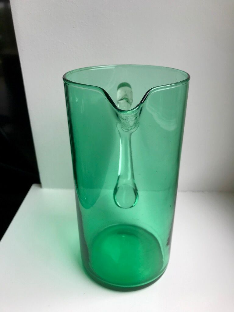 Green glass pitcher 70s