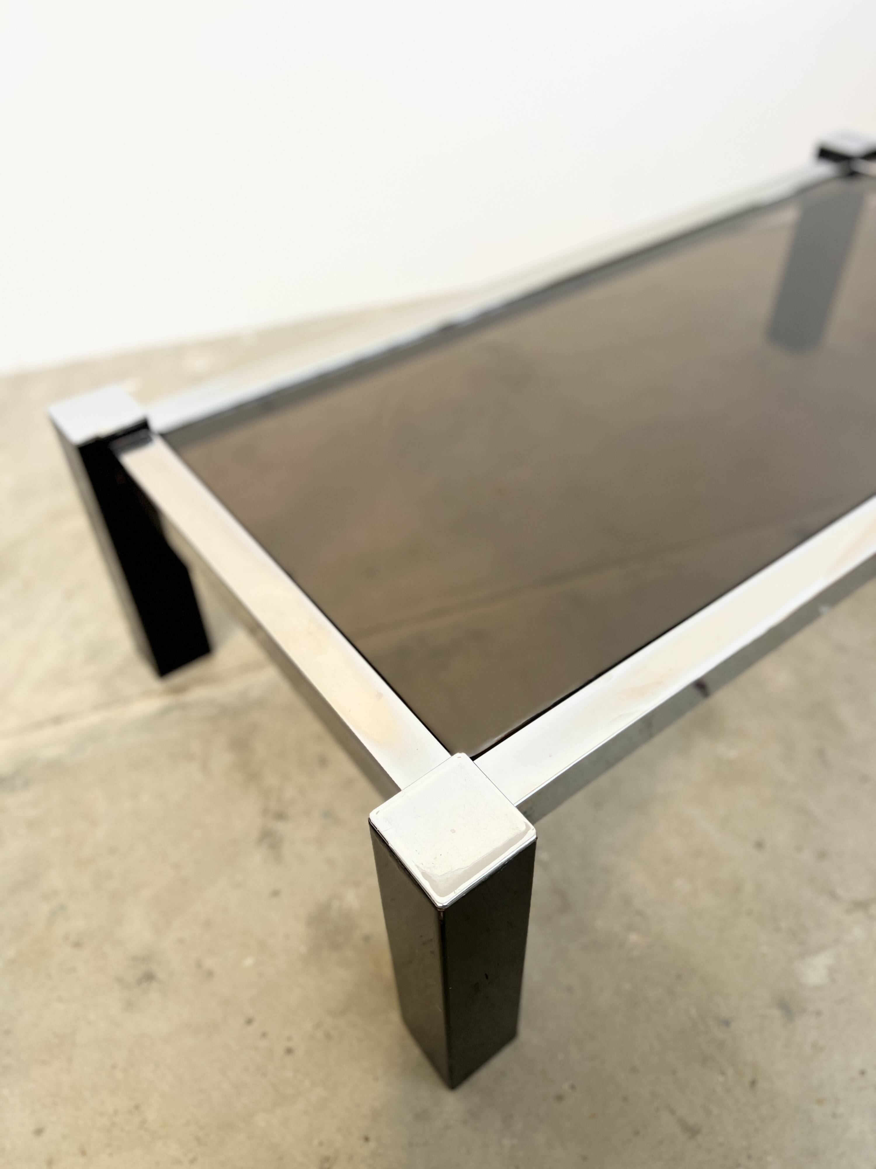 Black & Chrome Design Coffee Table – Smoked Glass