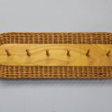 Mid-century wall coat rack with wicker frame, ULUV, 1970s