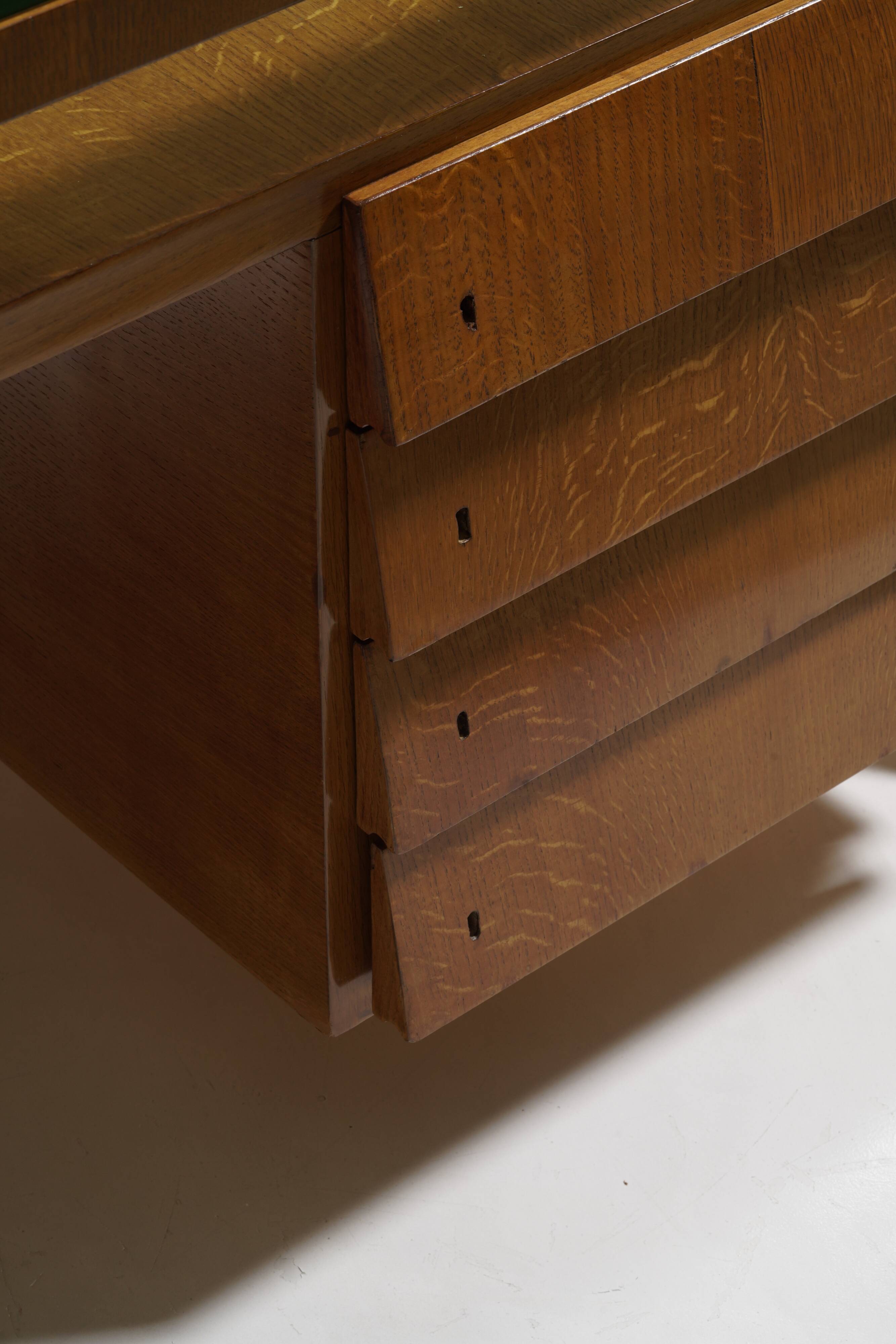 Mid-century Gio Ponti desk / Italian desk with a wooden and glass top