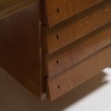 Mid-century Gio Ponti desk / Italian desk with a wooden and glass top