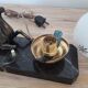 Old lamp art deco - doe in regulus on marble base - globe opaline glass - 1940